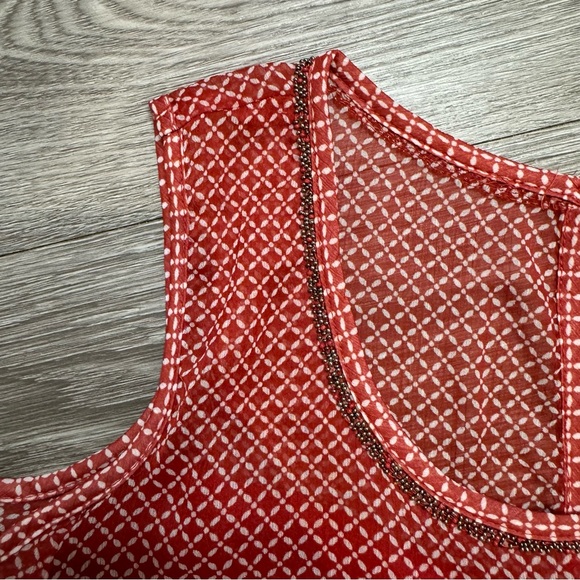 Lucky Brand Reddish-Orange Scoop Neck 3/4 Sleeve Blouse - size m - Picture 6 of 6